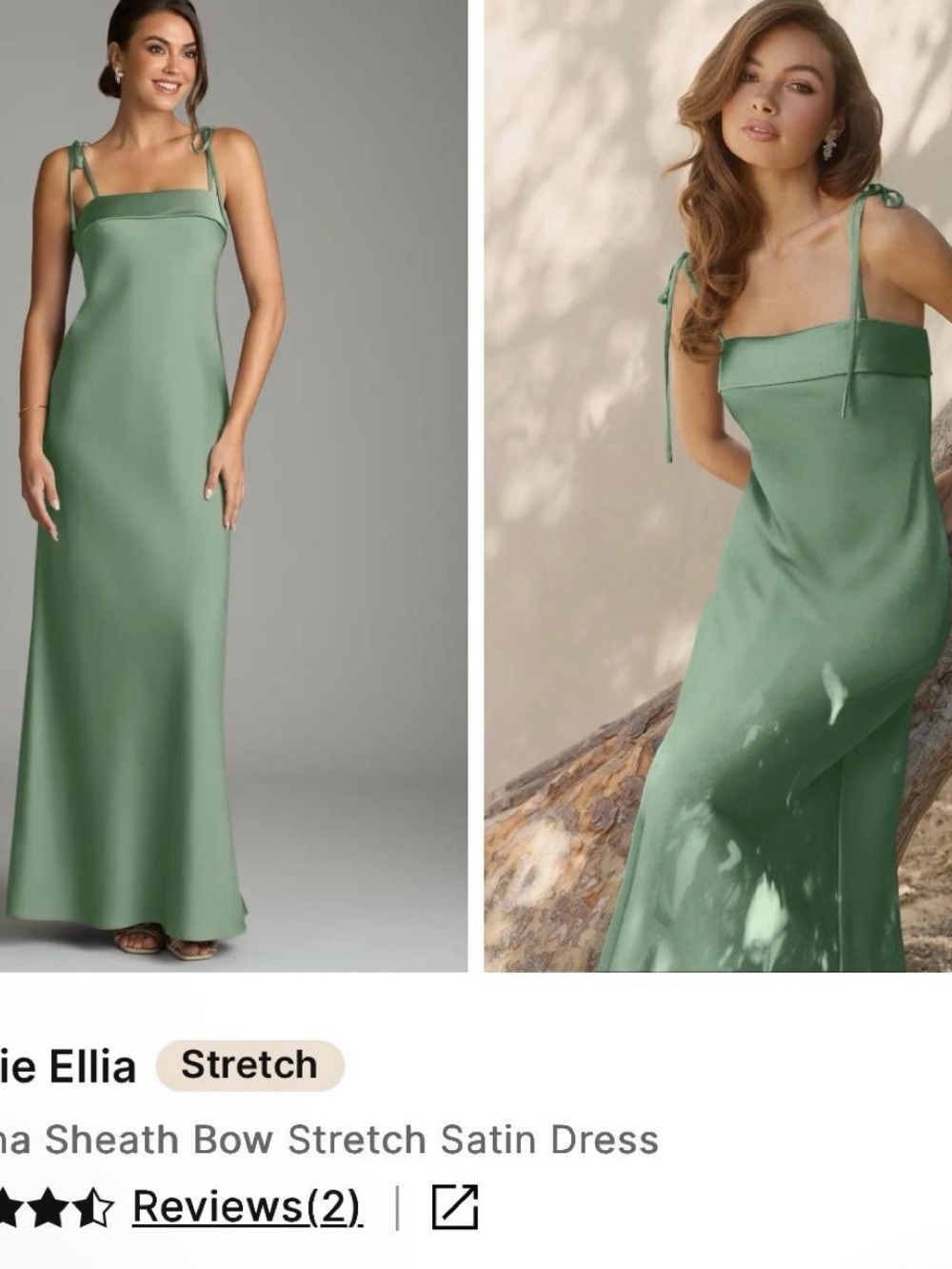 Azazie Ellia Stretch Satin Dress in Matcha Green